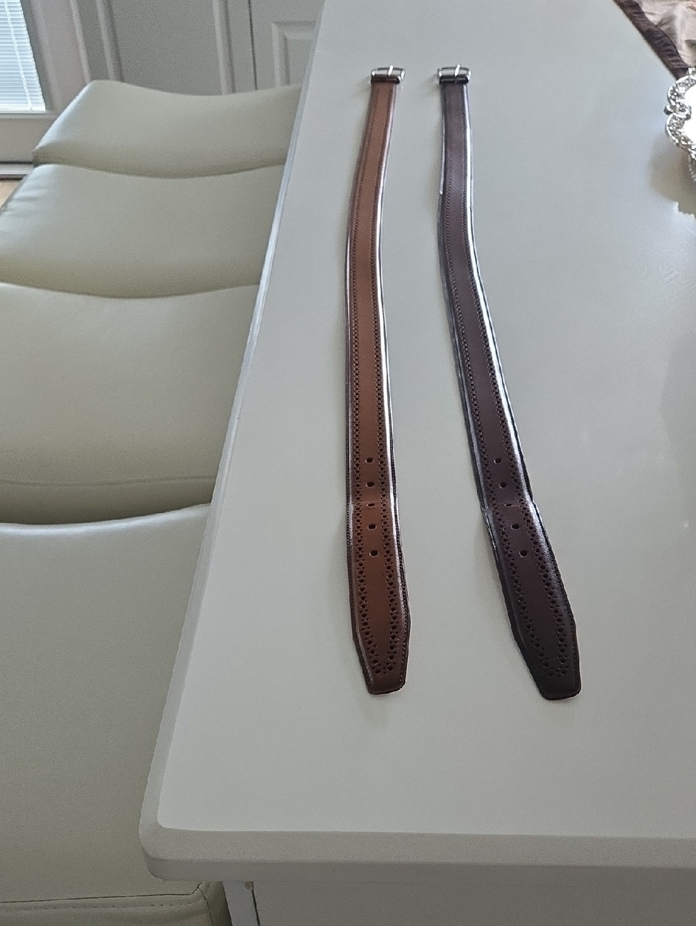 Allen Edmonds Paired Leather Dress Belts in Congac and Dark Brown